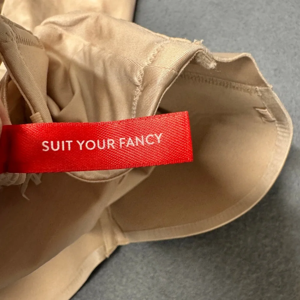 Spanx Strapless Cupped Mid-Thigh Bodysuit Womens L Suit Your Fancy Champagne